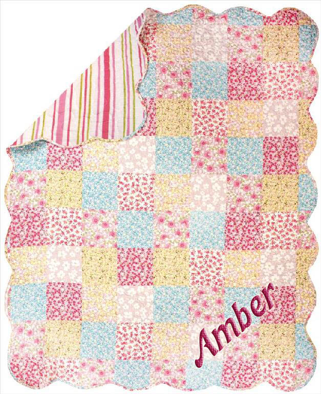 Baby Newborn Girl Pink Quilt Blanket Custom Name