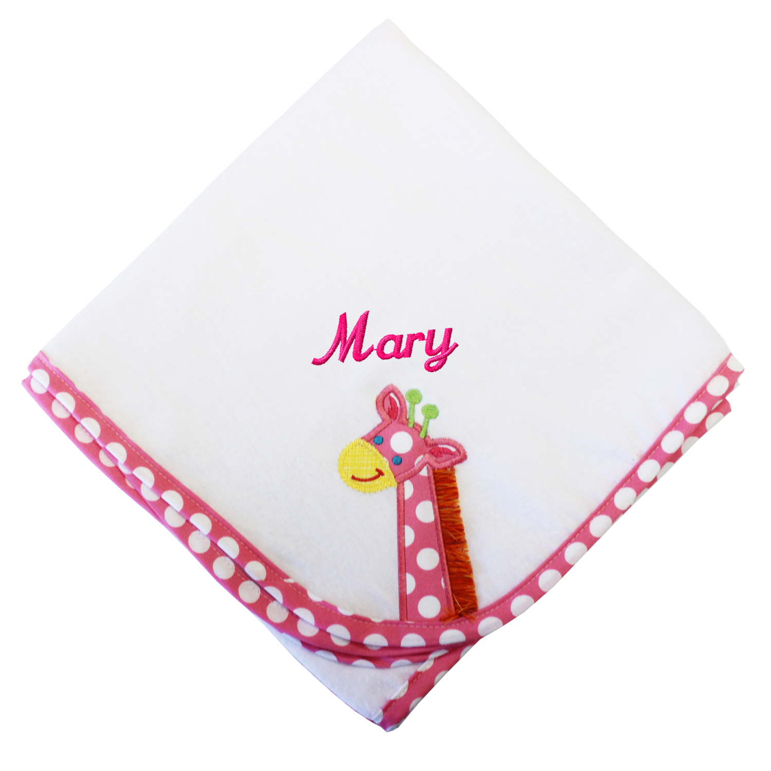 Baby Newborn Pink Girl Blanket Animal Giraffe Design Custom Name