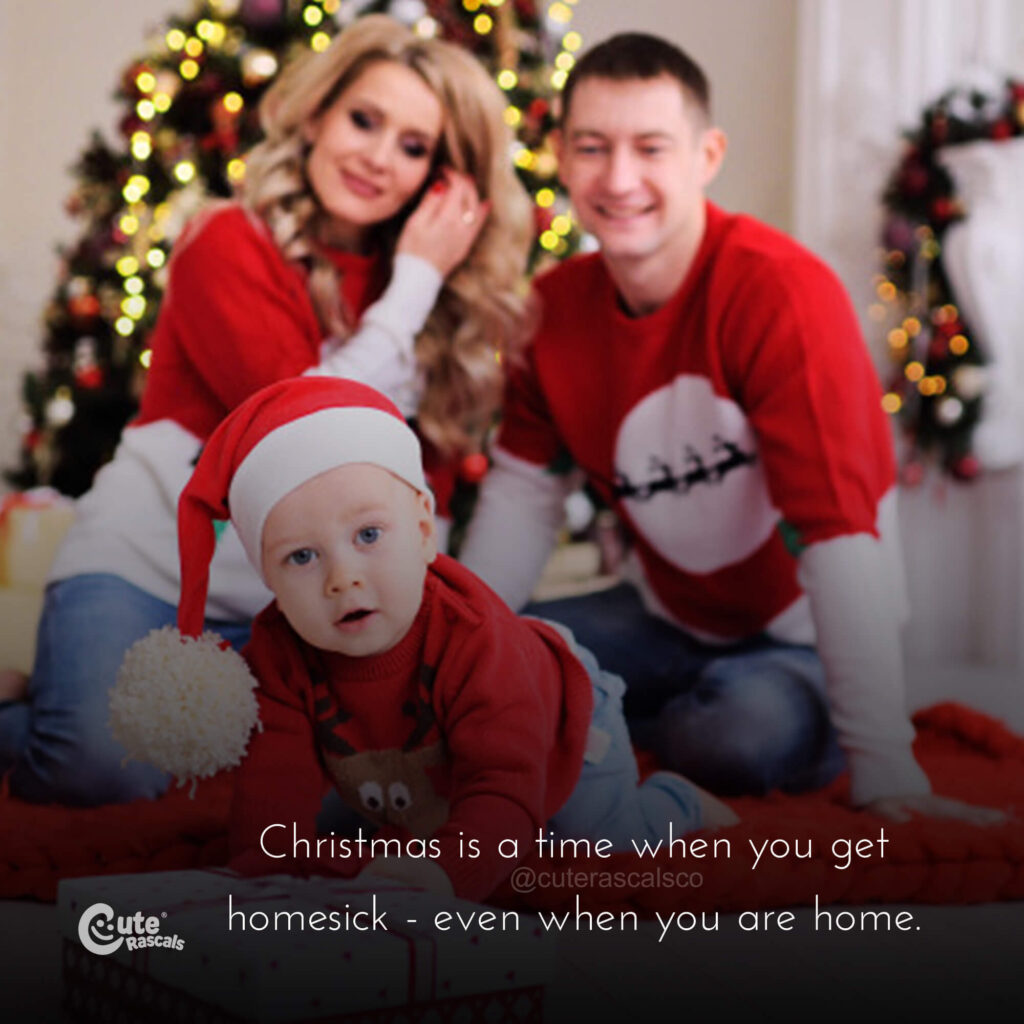 Happy family with little one with a good Christmas quote