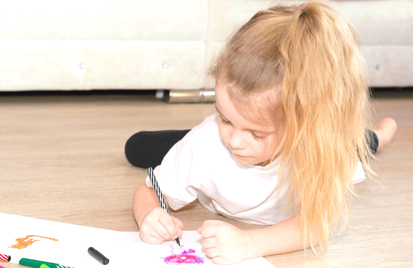 little girl writing