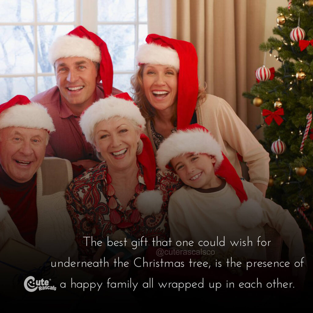 Happy family celebrating Christmas with great Merry Christmas quotes.