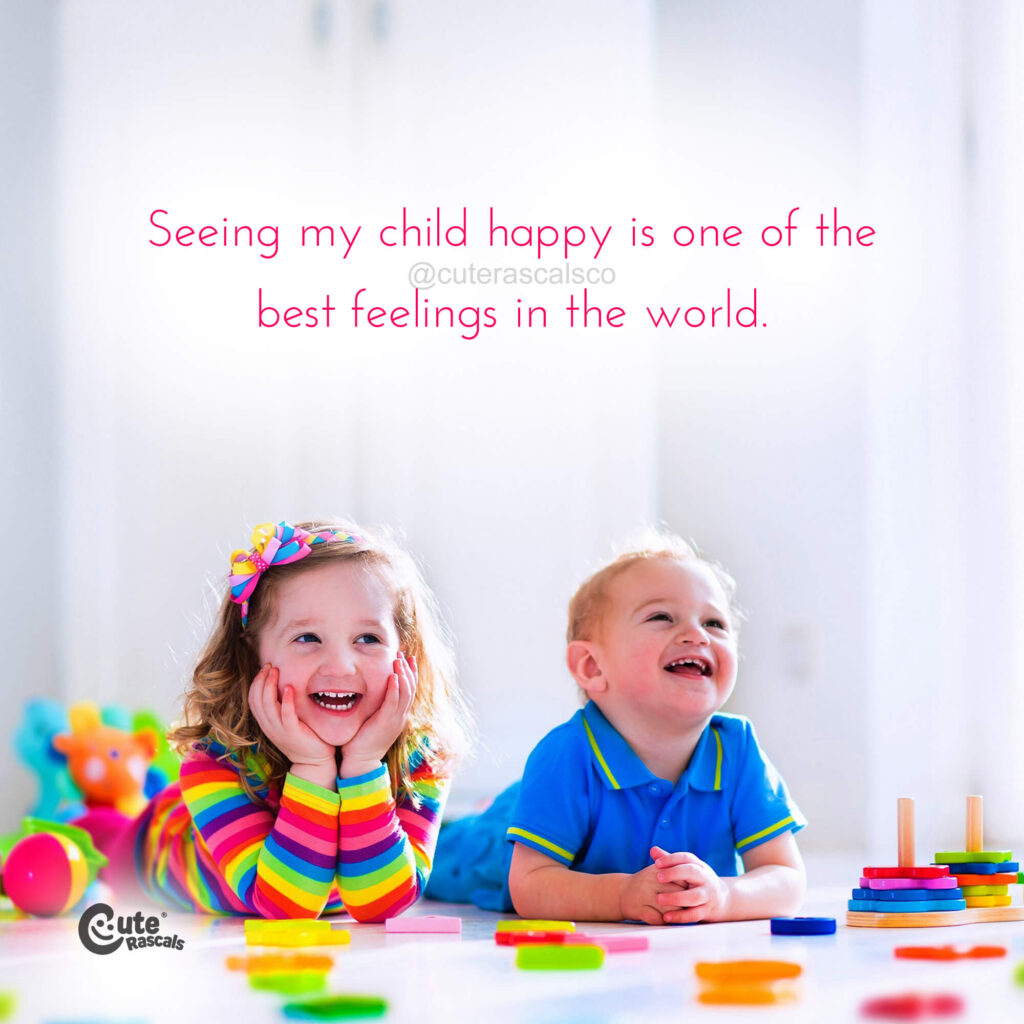 Colorful and fun happy kids. With a mom quote.