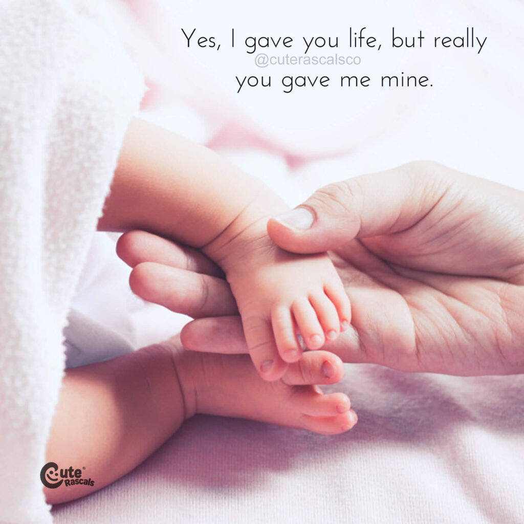 Mom holding a child's foot with a beautiful mothers love for a child quotes