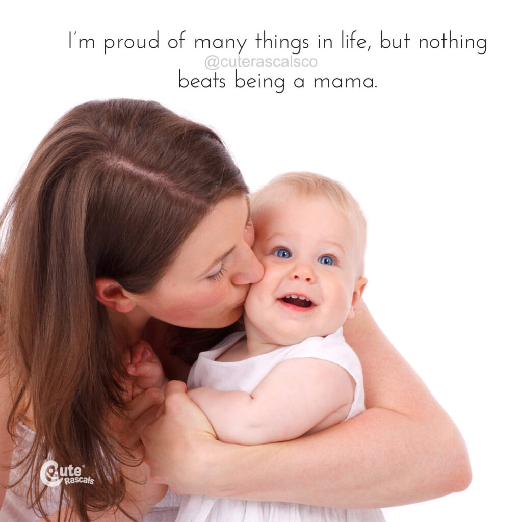 Mama kissing a child. Beautiful mother's love for a child quotes