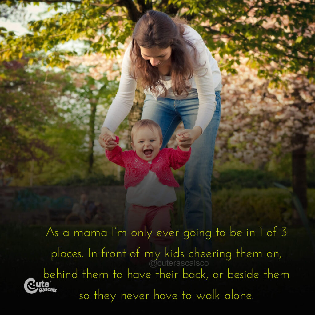 Mom guiding a child walk with a beautiful mother's love for a child quote