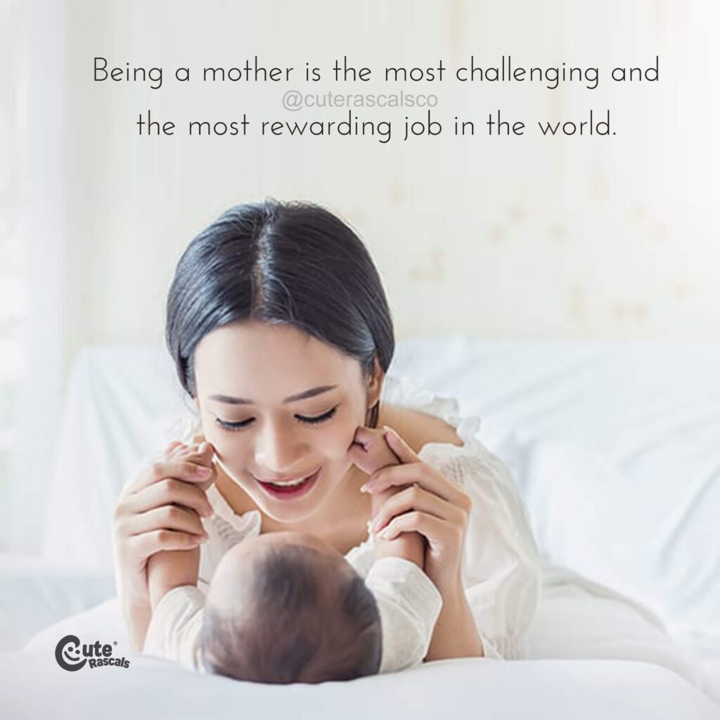Mom playing with baby with a beautiful mother's love for a child quote