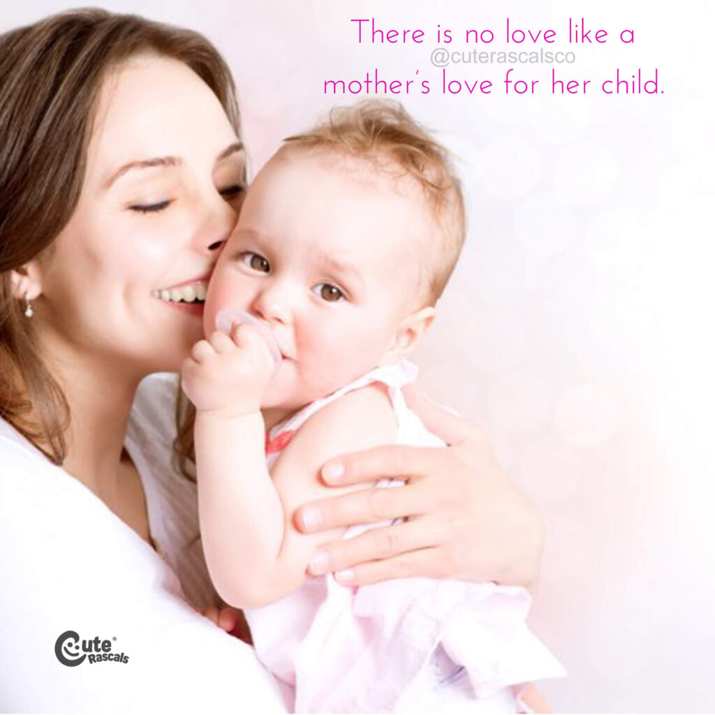 Sweet love between mom and child with a beautiful mother's love for a child quote