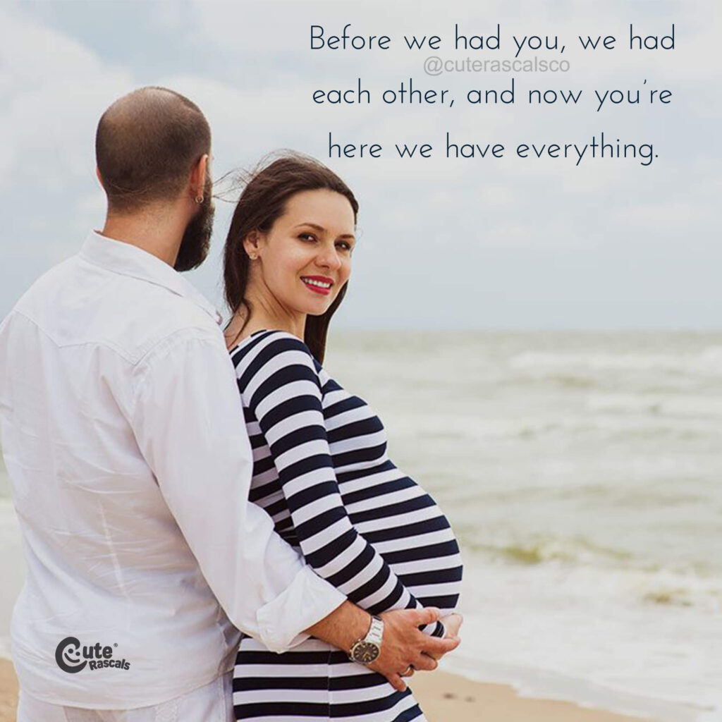 Family with pregnant woman. Best pregnancy quotes