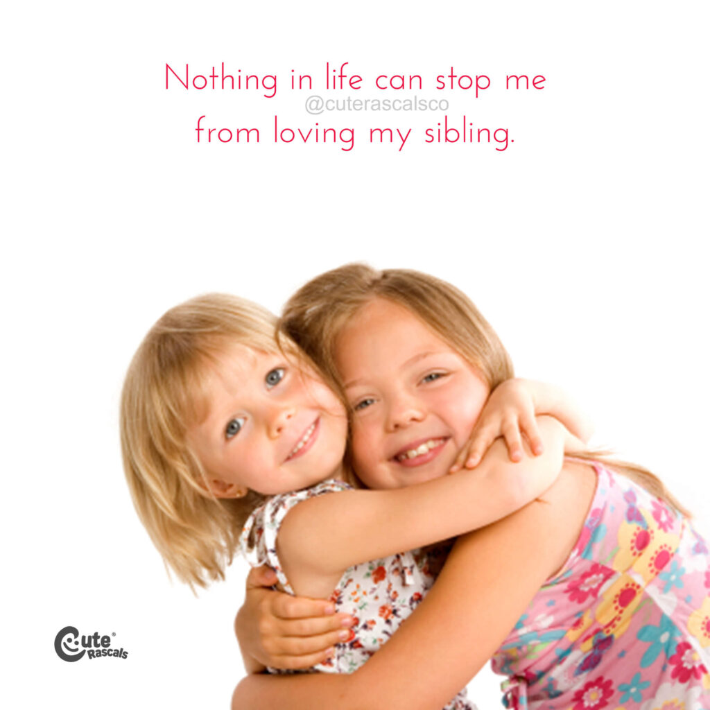 Nothing in life can stop me from loving my sibling. - Sibling love quotes