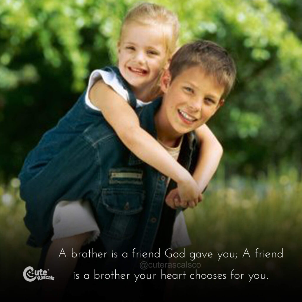 A brother is a friend God gave you; A friend is a brother your heart chooses for you.