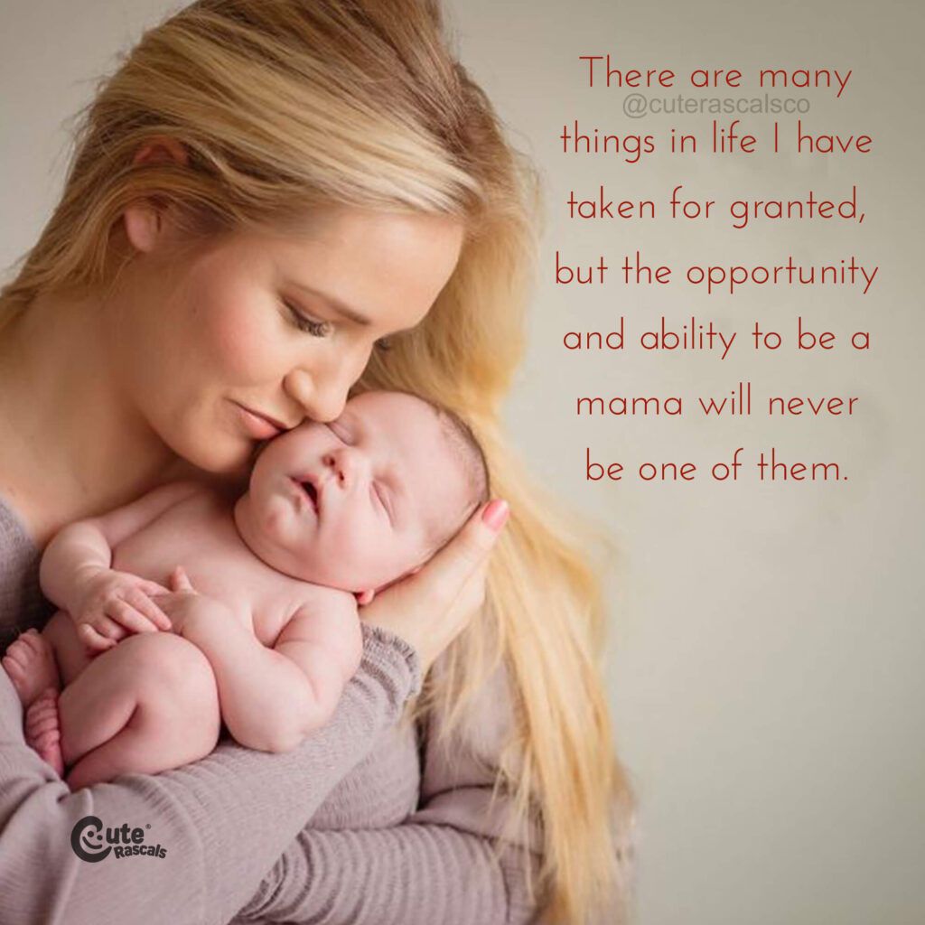 There are many things in life I have taken for granted, but the opportunity and ability to be a mama will never be one of them. - Love of a mother quotes