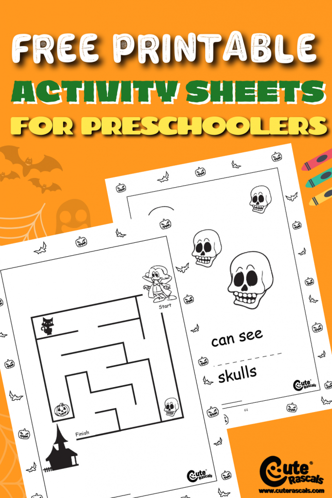 Awesome 101 pages of free printable Halloween activity sheets for preschool and kindergarten.
