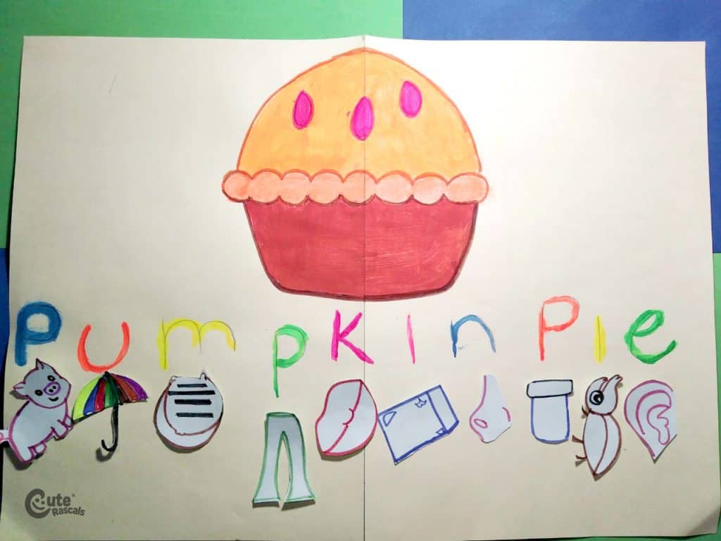 Final result of pumpkin pie activity for kindergarten.