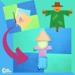 Cut Out Scarecrow Teaching Kids to Use Scissors Handcraft Activity Worksheets (4-6 Year Olds)