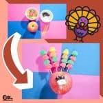 Thanksgiving Sense of Taste Activity for Kids No Bake Turkey with Gummy Feathers (2-6 Year Olds)
