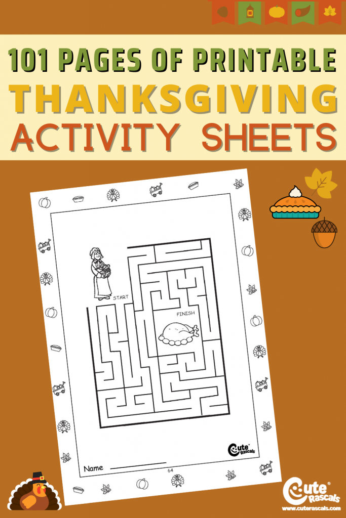 Fun thanksgiving worksheets for kids with 101 pages of printables.