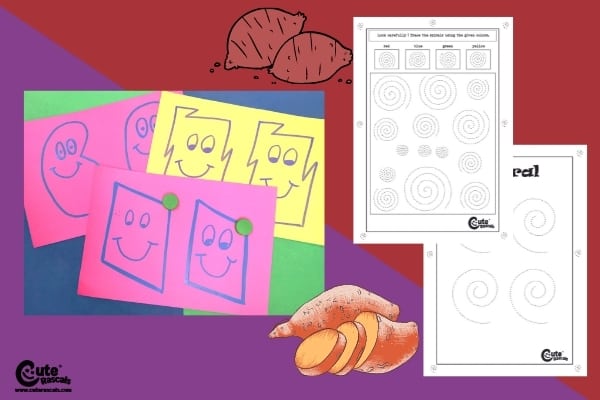 Thanksgiving Yam Hand Eye Coordination for Kids Activity Worksheets (4-6 Year Olds)