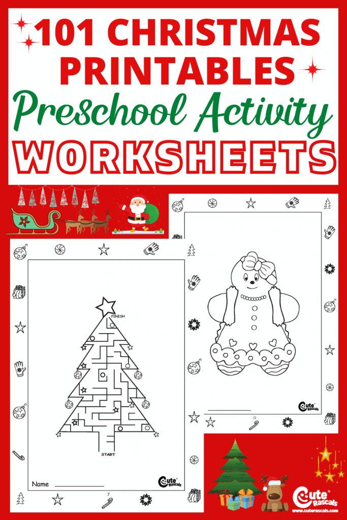 Fun set of 101 pages of Christmas activity sheets designed for Pre-K students.