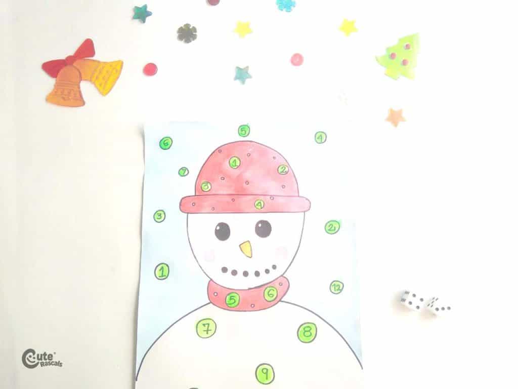 Result of snowman and dice fun Math games for kids