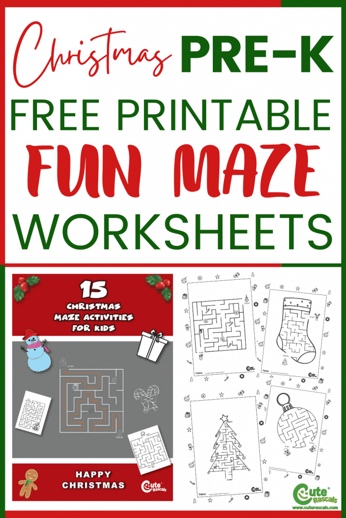 Easy and fun free printable Christmas maze worksheets for kids.
