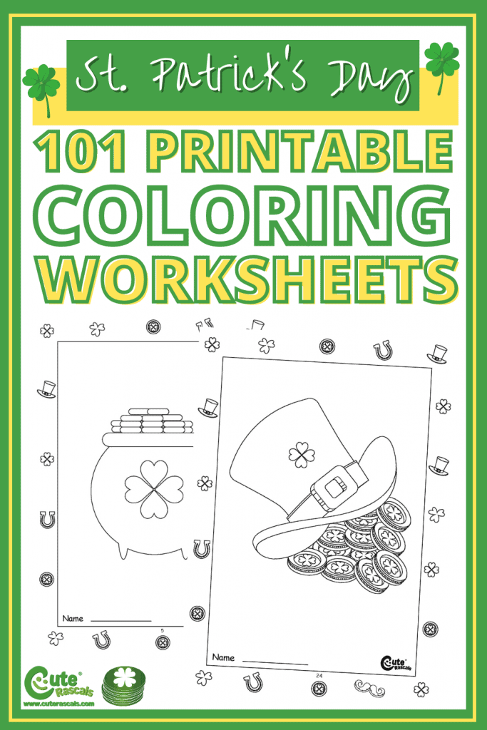 101 pages of fun free printable St. Patrick's day coloring pages