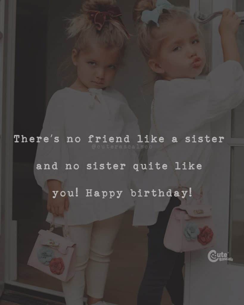There' no friend like a sister and no sister quite like you! Happy Birthday