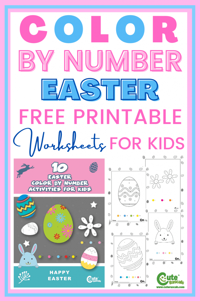 Challenge kids with a color by number activity. Check out this fun Easter color by number free printable worksheets