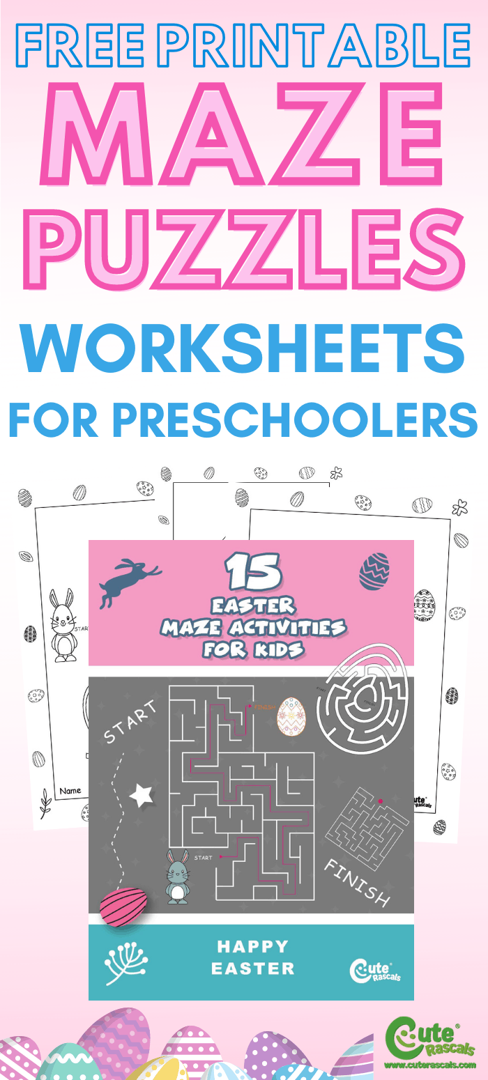 Free printable Easter maze worksheets for preschoolers