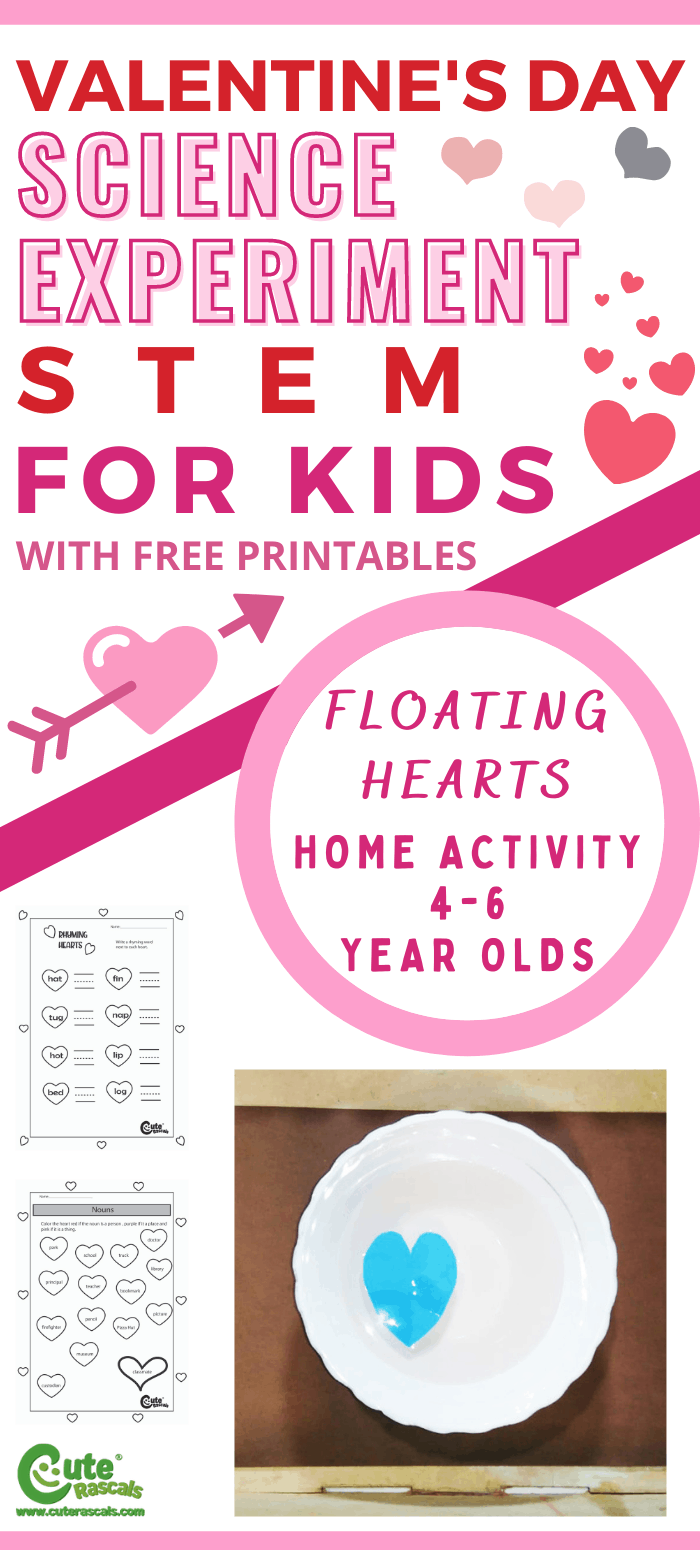 Easy and fun Valentines day activities for kids. STEM science experiment for 4-6 years old.