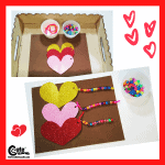Hearts with Beads Valentine's Day Home Activity for Kids Fine Motor Skills (4-6 Year Olds) Montessori Activity with Free Printable Worksheets