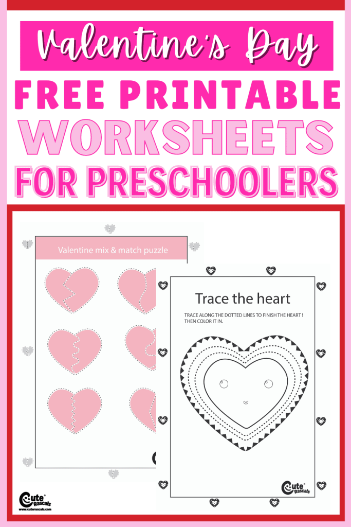 Free printable worksheets for kids for Valentine's day