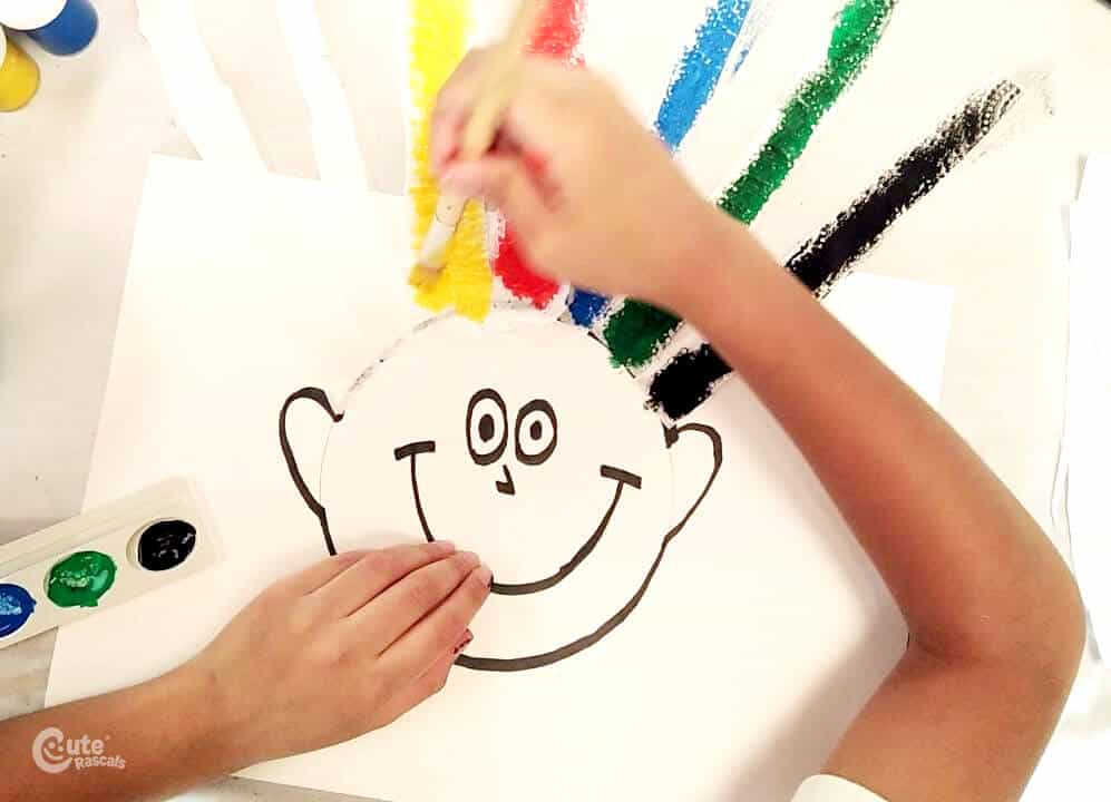 paint each stripe of hair with a different color. Fun easy art and craft for kids