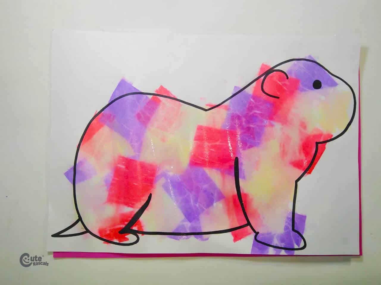 groundhog art made with color papers. water art for preschoolers