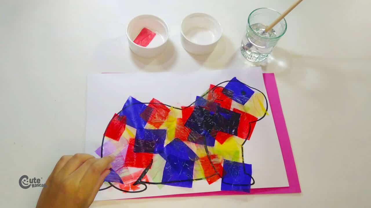 remove the paper one by one putting them back into the container. water art for preschoolers