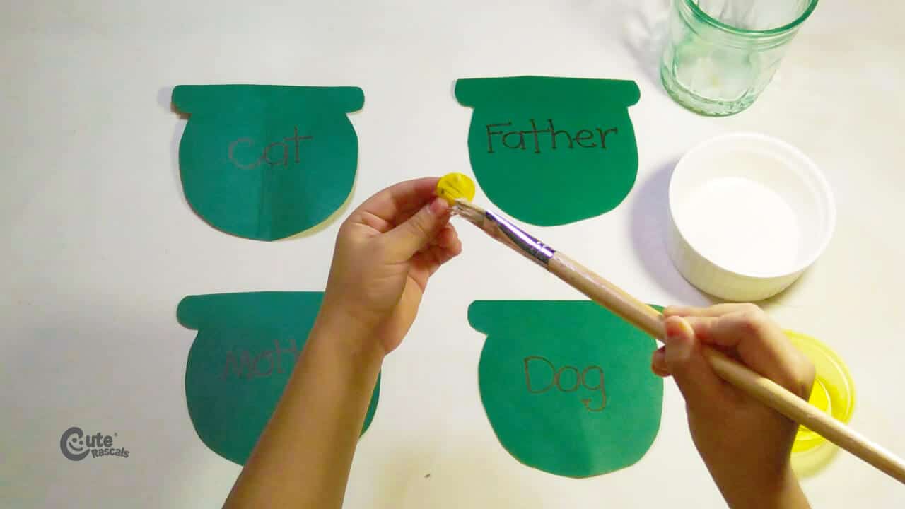 Spread glue on each letter