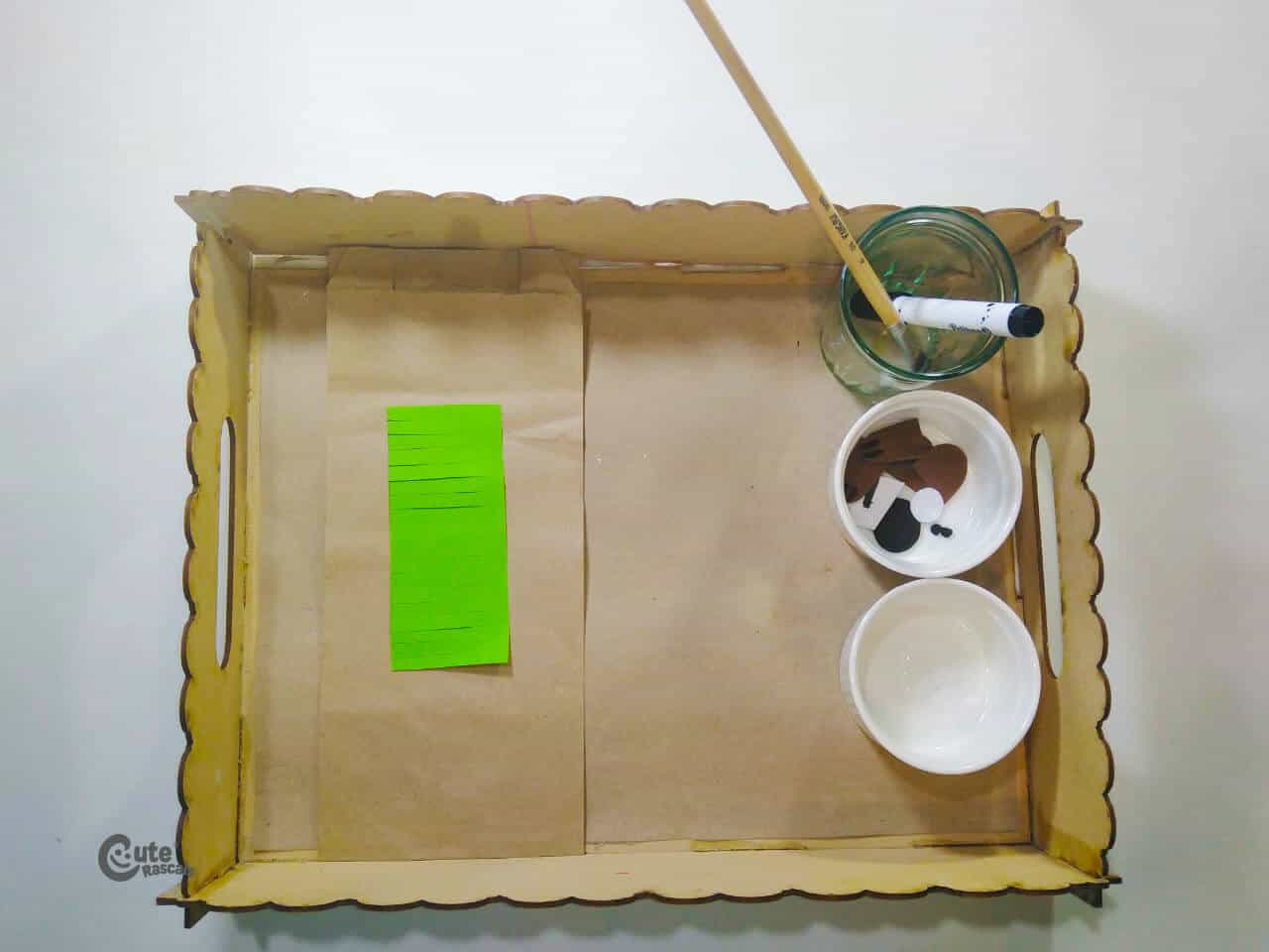 Materials for Paper groundhog art and craft idea activity