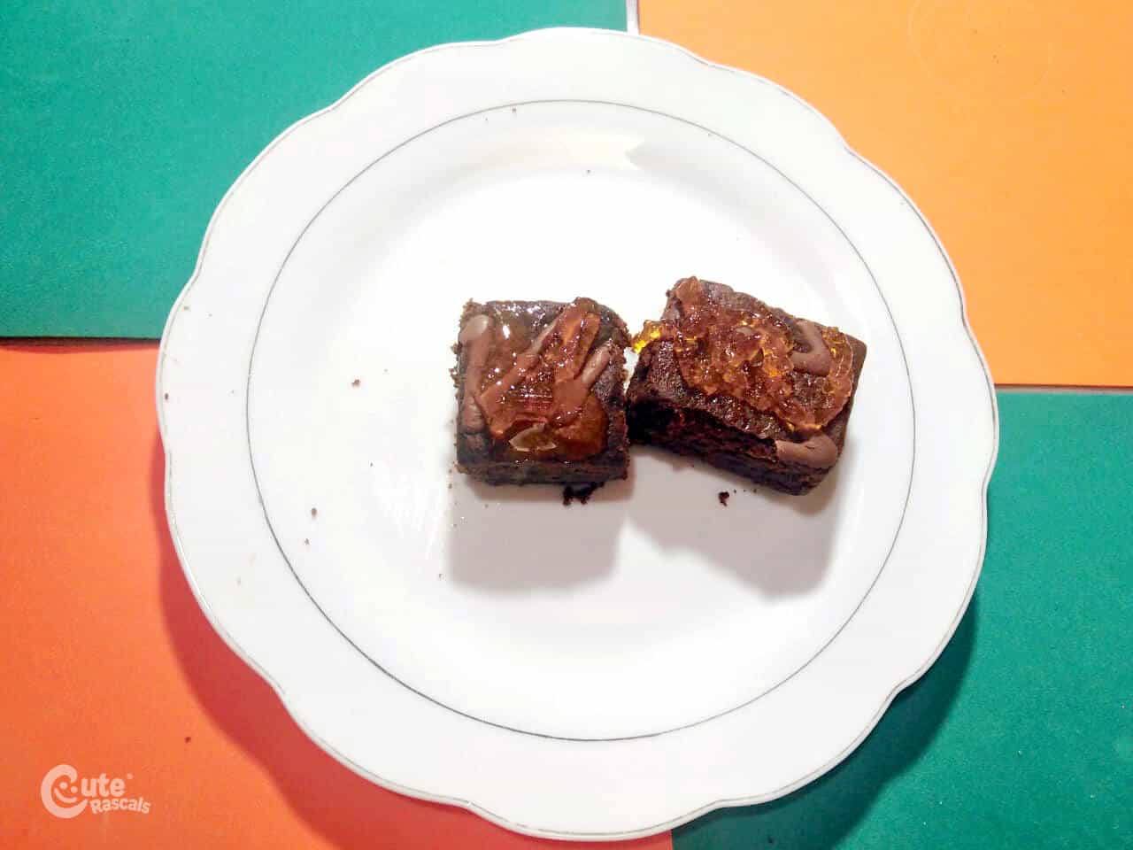 Jelly worms over a brownie