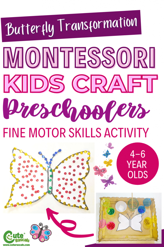 Fun butterfly crafts for kids. The transformation of the butterfly is a super fun Montessori activity to help with a child's fine motor skills.