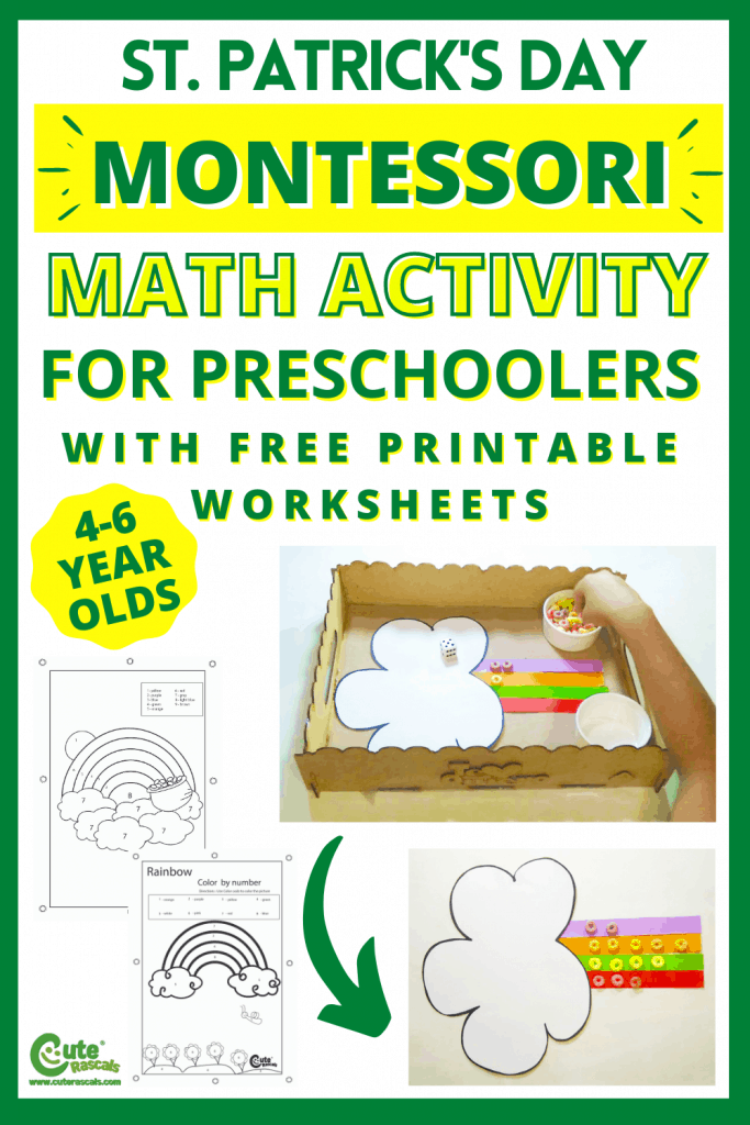 Fun Montessori math activity for 4-6 year olds. Counting activities for preschoolers with free printable worksheets.