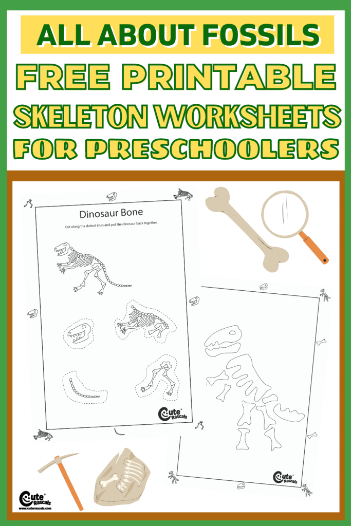 Free printable skeleton themed worksheets for preschoolers.