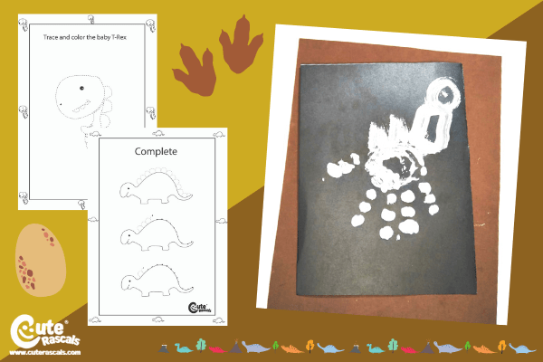 Dinosaur Handprint Craft and Art Home Activity for Preschoolers