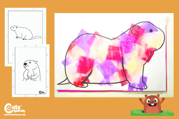 Fun Groundhog Water Art for Preschoolers. A Montessori Home Activity with Worksheets (4-6 Year Olds)
