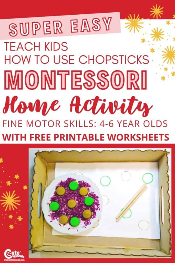 Train kids on how to use chopsticks. Check out this fine motor skills exercise for preschoolers.