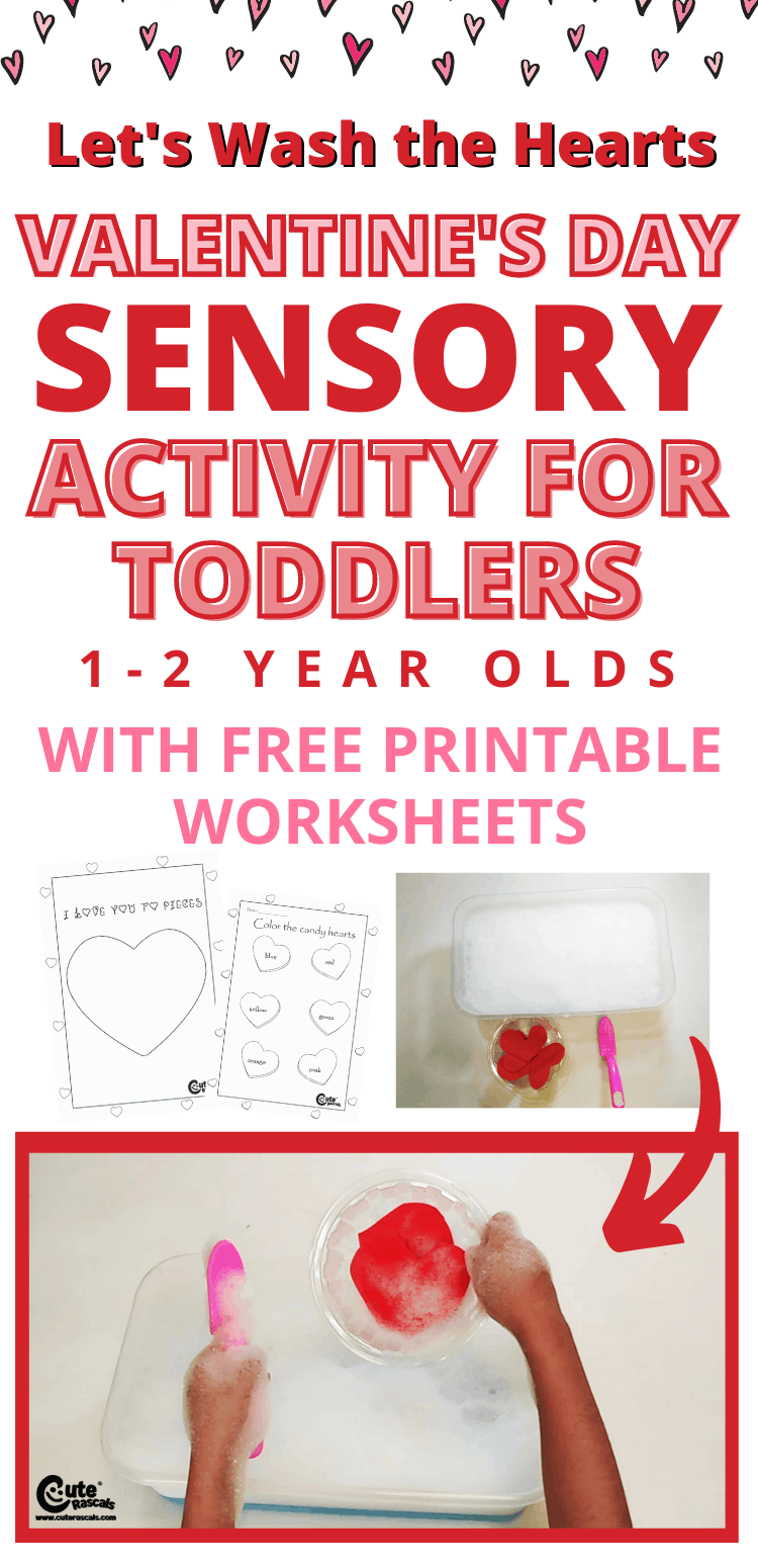 Easy and fun Valentines day home sensory activity for toddlers.