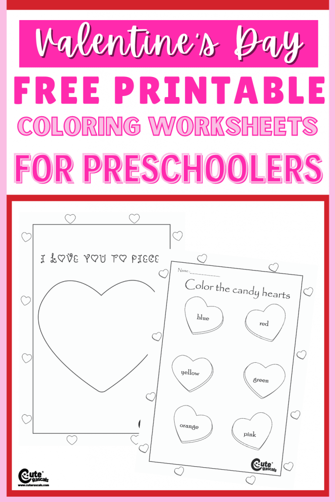 Free printable Valentine's day coloring worksheets for toddlers