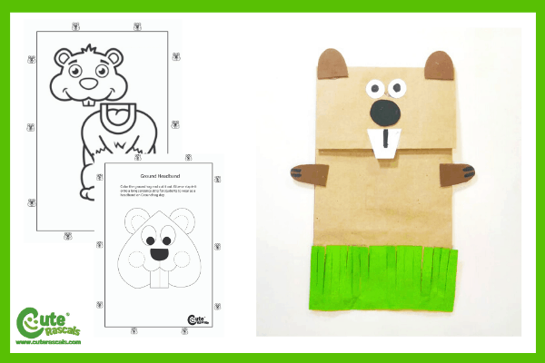 Paper bag groundhog art and craft idea for preschoolers