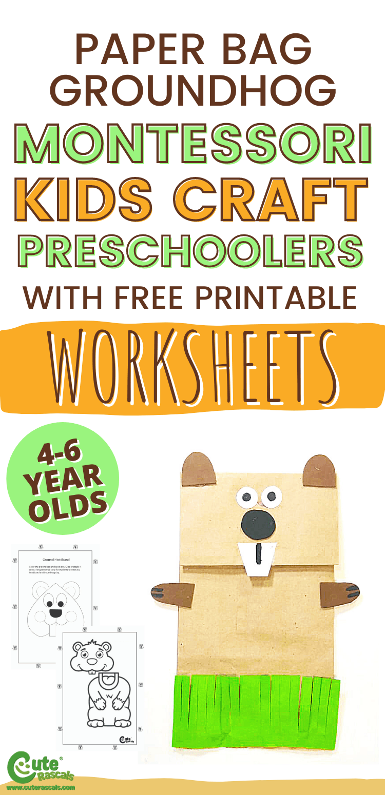 Easy and fun Montessori art and craft idea. Teach kids to make paper groundhog