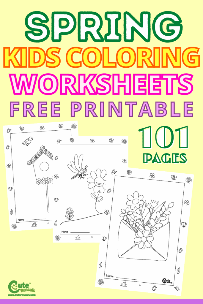 Spring flowers, birds and butterflies. Check out 101 pages of free printable coloring sheets for preschoolers.
