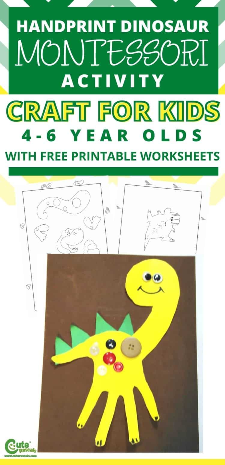 Easy and fun handprint dinosaur craft for kids to make