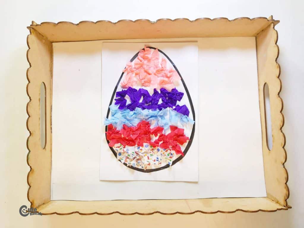 Easter egg decoration with colored papers